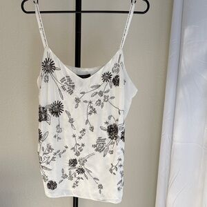 White House Black Market Black and White Floral Camisole